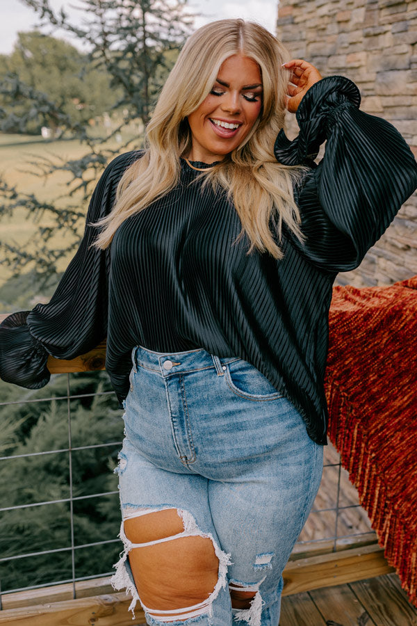Found Your Love Pleated Top In Black Curves
