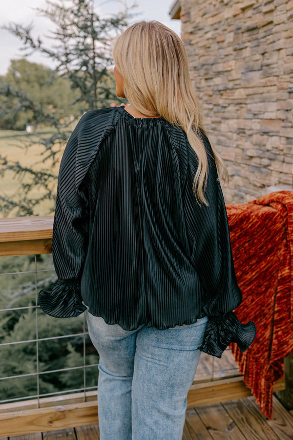 Found Your Love Pleated Top In Black Curves