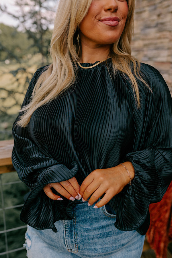Found Your Love Pleated Top In Black Curves