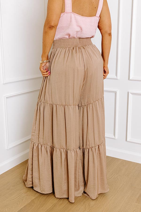 Caught Crushing High Waist Pants In Warm Taupe Curves