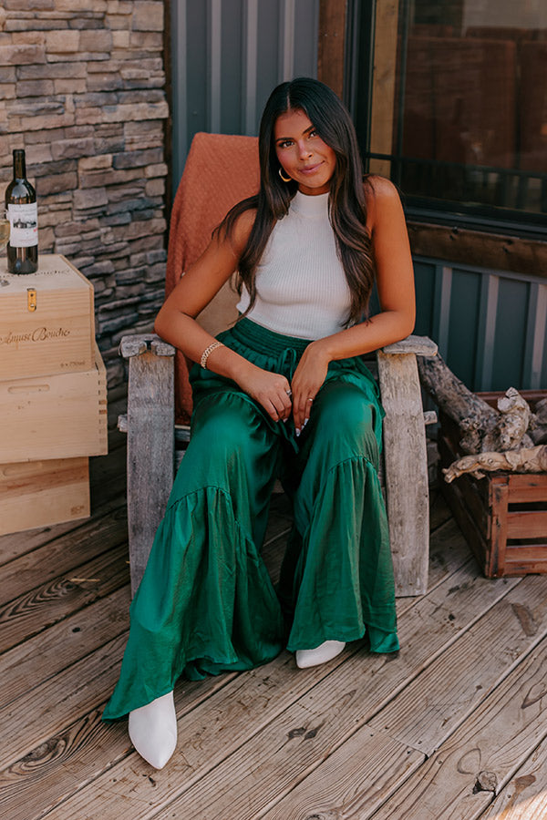 Caught Crushing High Waist Pants In Hunter Green