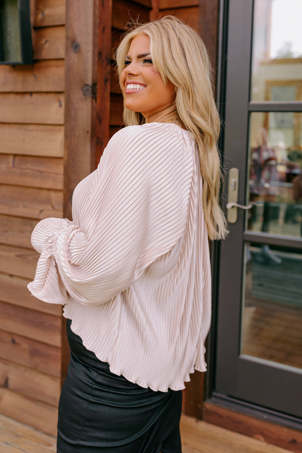 Found Your Love Pleated Top In Champagne Curves