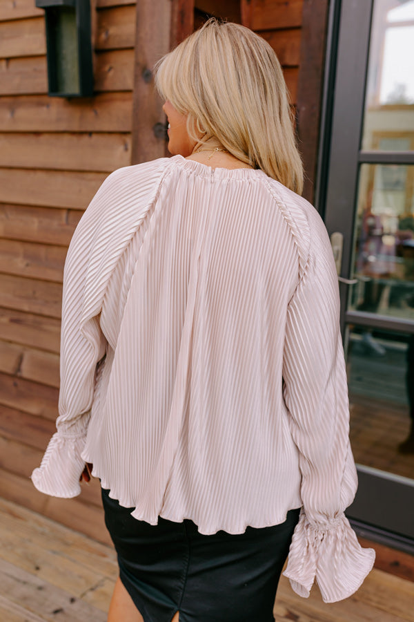 Found Your Love Pleated Top In Champagne Curves