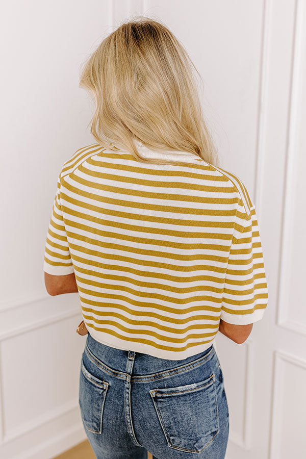 Front Porch Swinging Stripe Crop Top In Mustard
