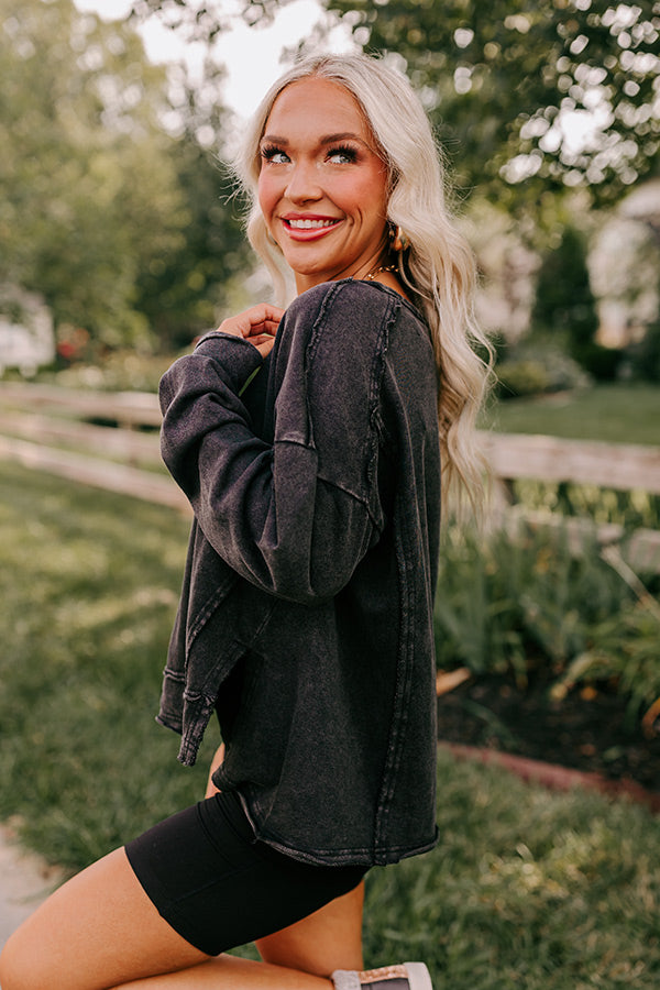 Lounging Around Mineral Wash Sweatshirt In Black