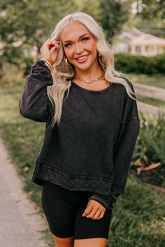 Lounging Around Mineral Wash Sweatshirt In Black