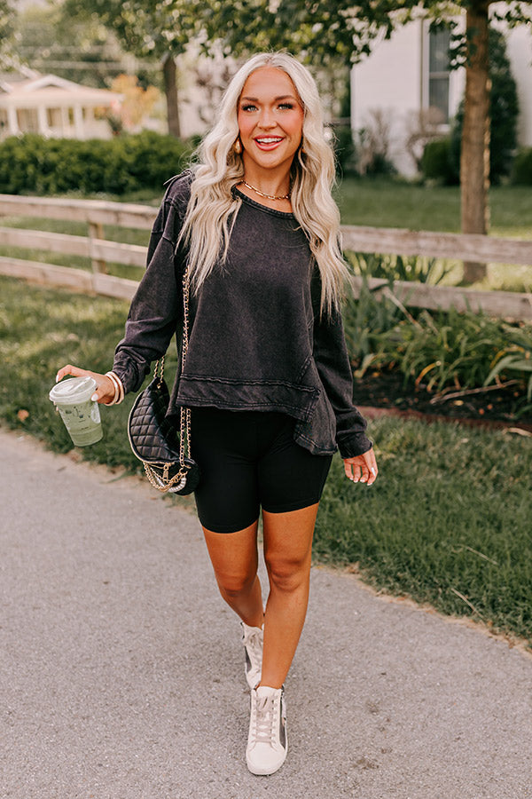 Lounging Around Mineral Wash Sweatshirt In Black