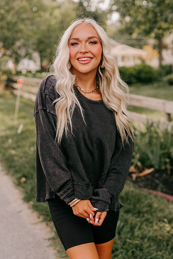 Lounging Around Mineral Wash Sweatshirt In Black