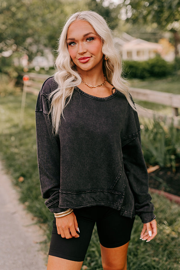Lounging Around Mineral Wash Sweatshirt In Black