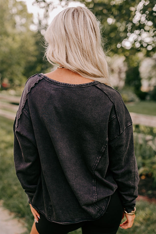 Lounging Around Mineral Wash Sweatshirt In Black