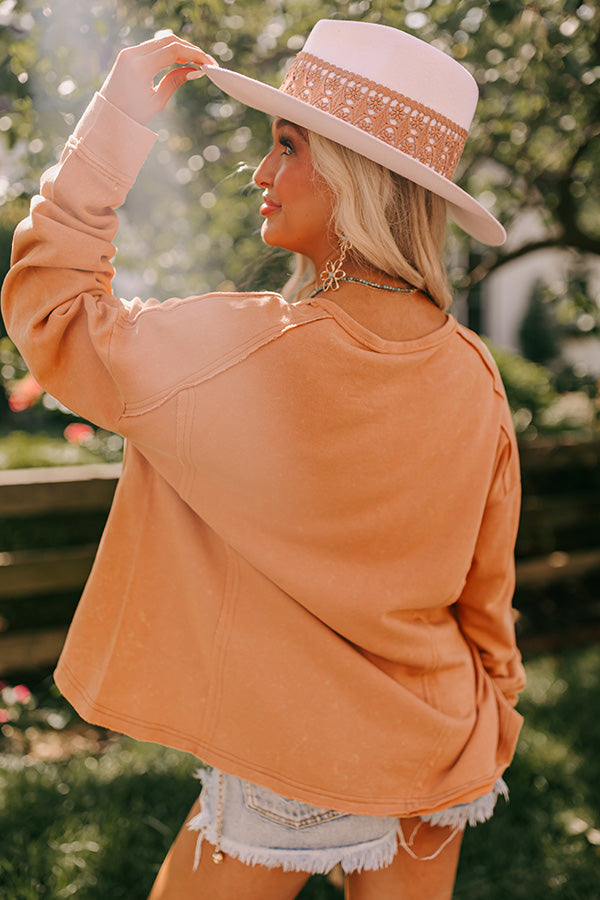 Lounging Around Mineral Wash Sweatshirt In Camel