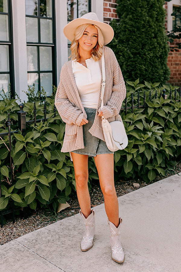 Cozy And Chill Knit Cardigan In Iced Latte