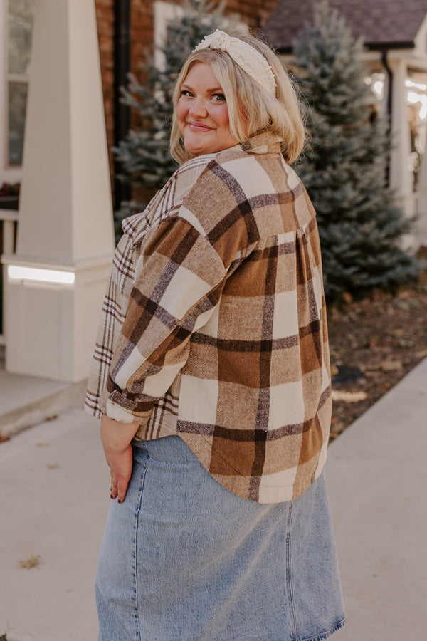 Nantucket Chill Plaid Jacket In Brown Curves