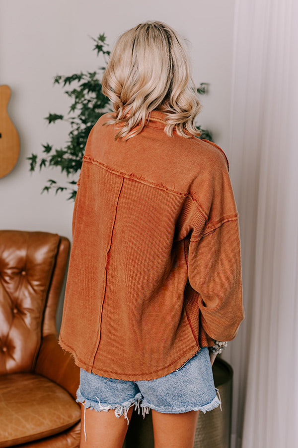 Proper Style Waffle Knit Sweatshirt In Rust