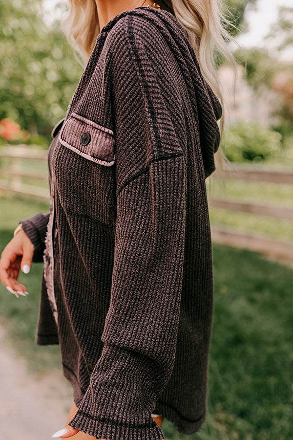 Exceptionally Chic Waffle Knit Light Weight Jacket In Black