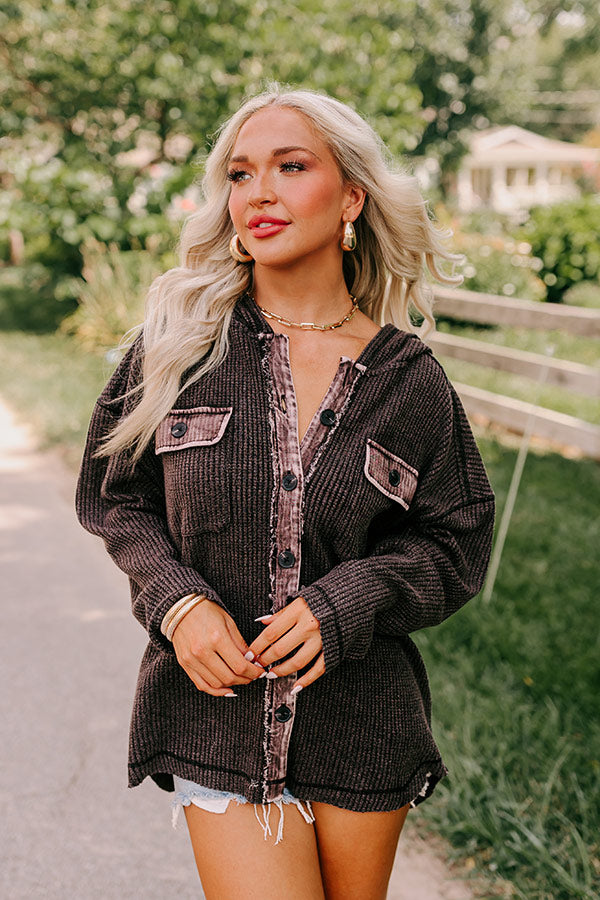 Exceptionally Chic Waffle Knit Light Weight Jacket In Black