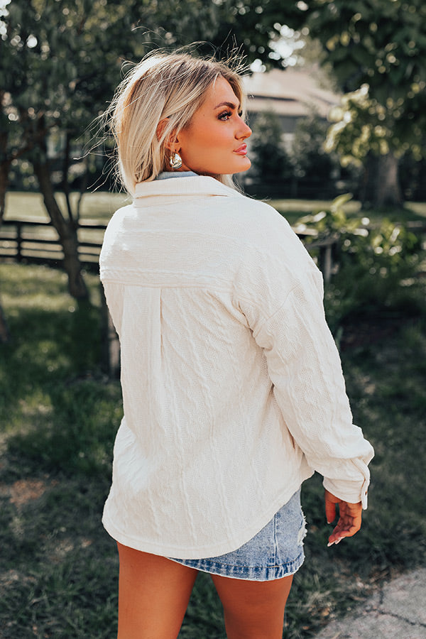 More To Say Cable Knit Light Weight Jacket In Ivory