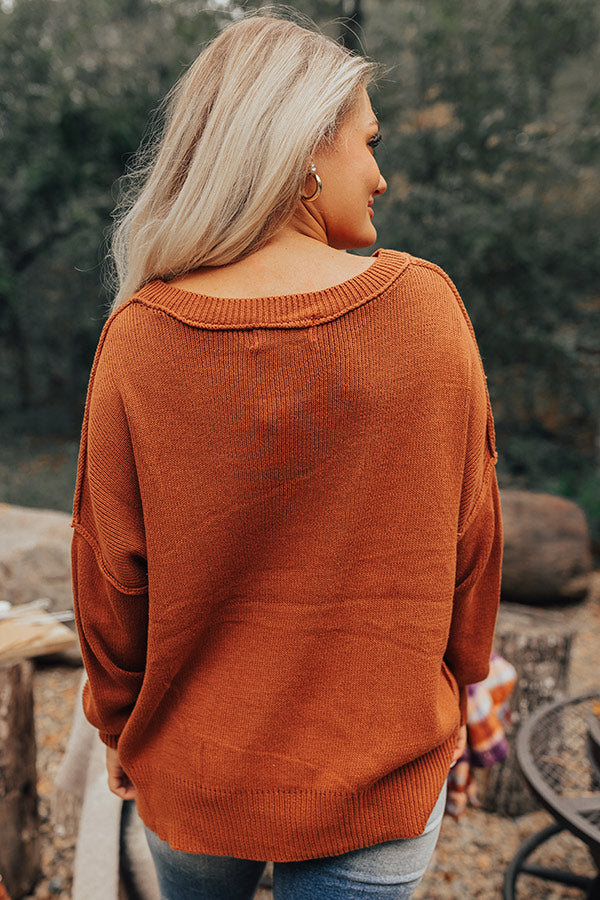 Mind Your Manners Knit Sweater In Cinnamon