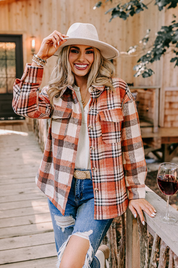 Nantucket Chill Plaid Jacket In Rust