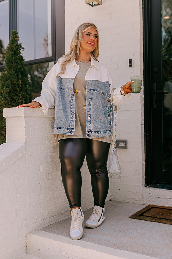 Sleek And Chic High Waist Faux Leather Legging in Chestnut Curves