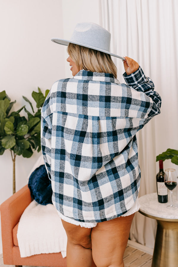 Nantucket Chill Plaid Jacket In Blue Curves