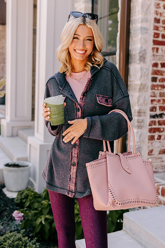 Exceptionally Chic Waffle Knit Light Weight Jacket In Navy