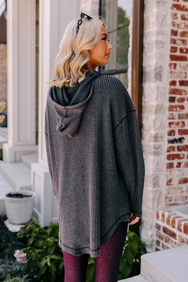 Exceptionally Chic Waffle Knit Light Weight Jacket In Navy