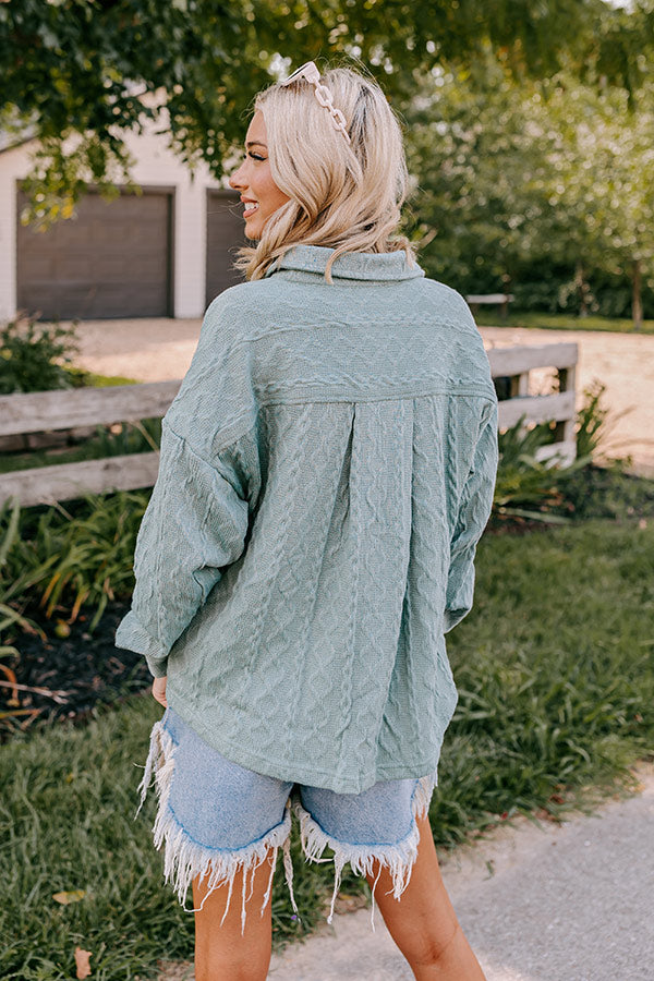 More To Say Cable Knit Light Weight Jacket In Pear