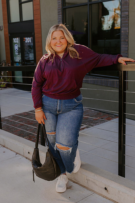 Daily Dedication Butter Soft Hoodie In Royal Plum Curves