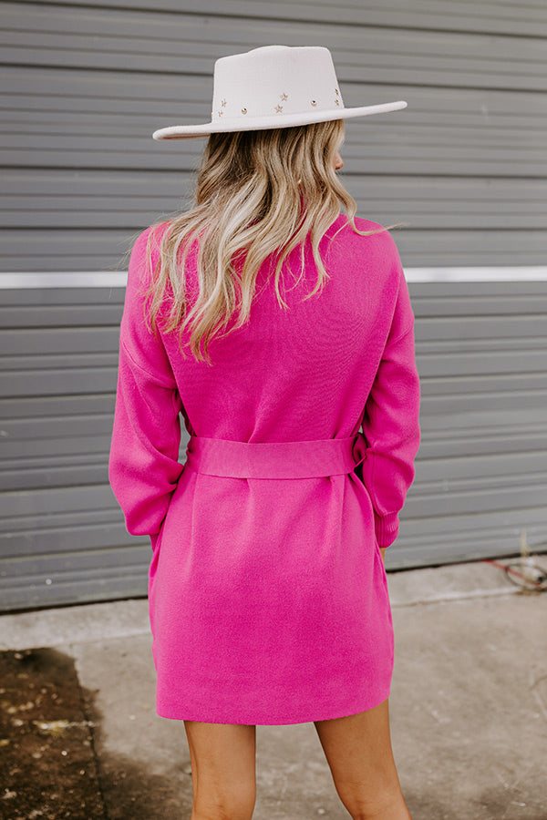 Slow Mornings Sweater Dress in Hot Pink