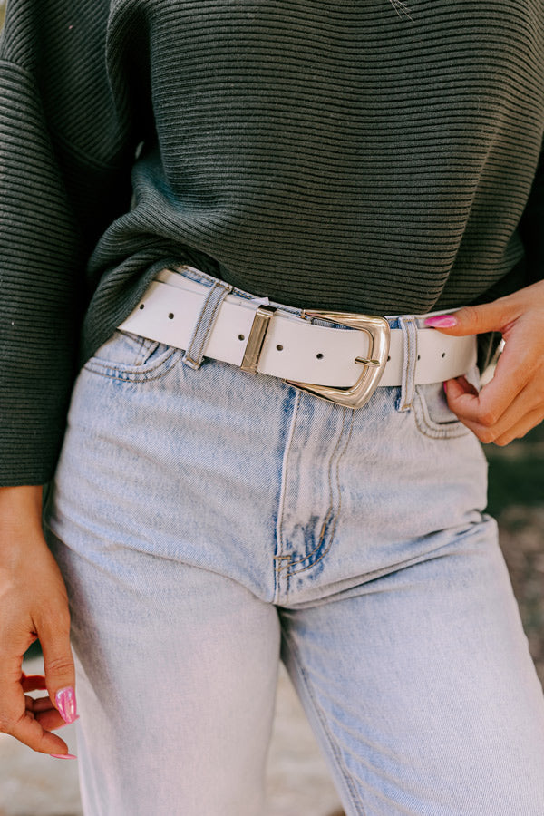 People Like Us Faux Leather Belt In Ivory