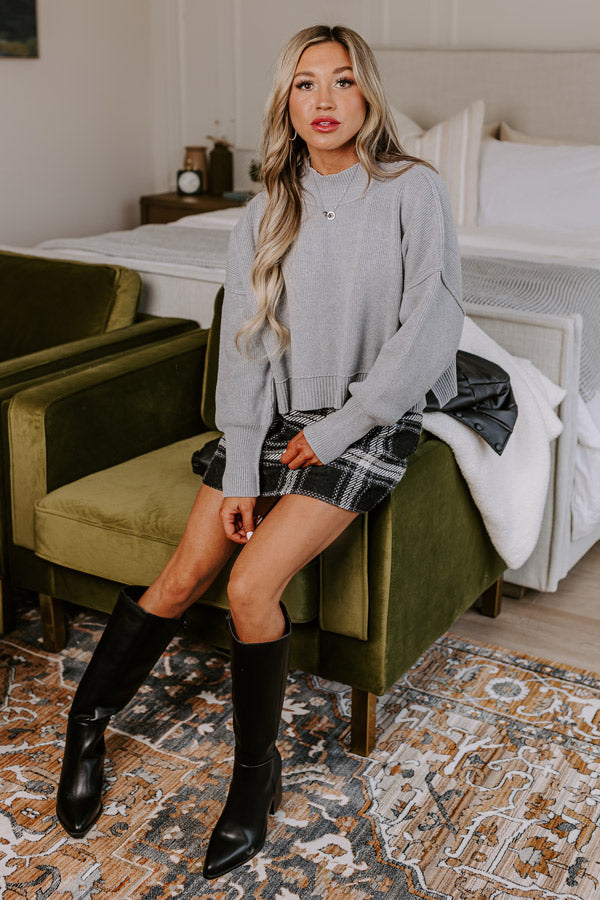 Autumn Charm Knit Sweater In Grey