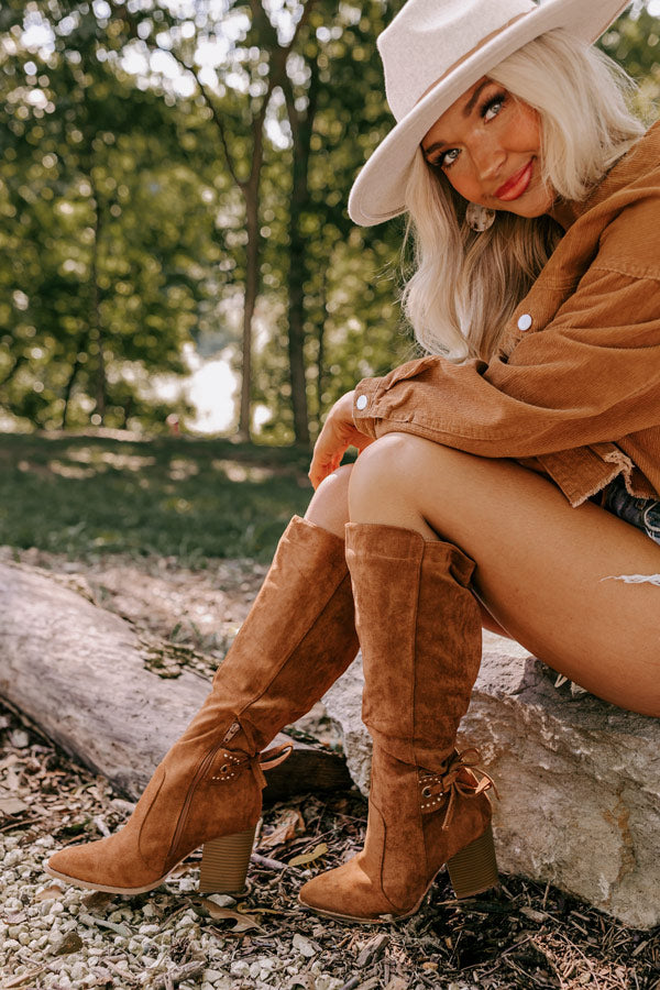 The Adelisa Faux Suede Knee High Boot In Brown