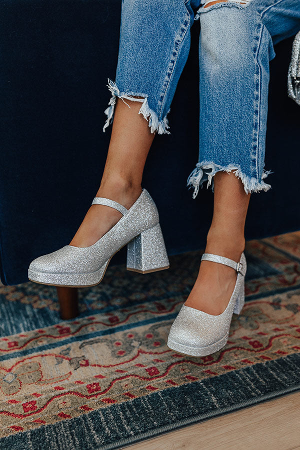 The Alaia Glitter Heel In Silver