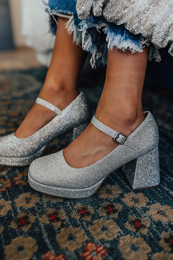 The Alaia Glitter Heel In Silver