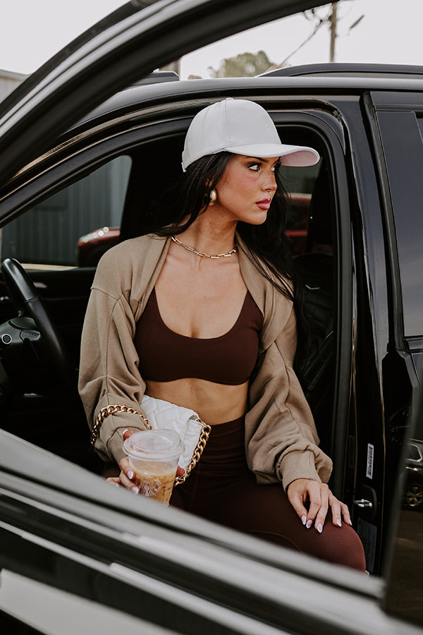 On The Daily Faux Leather Baseball Cap In White