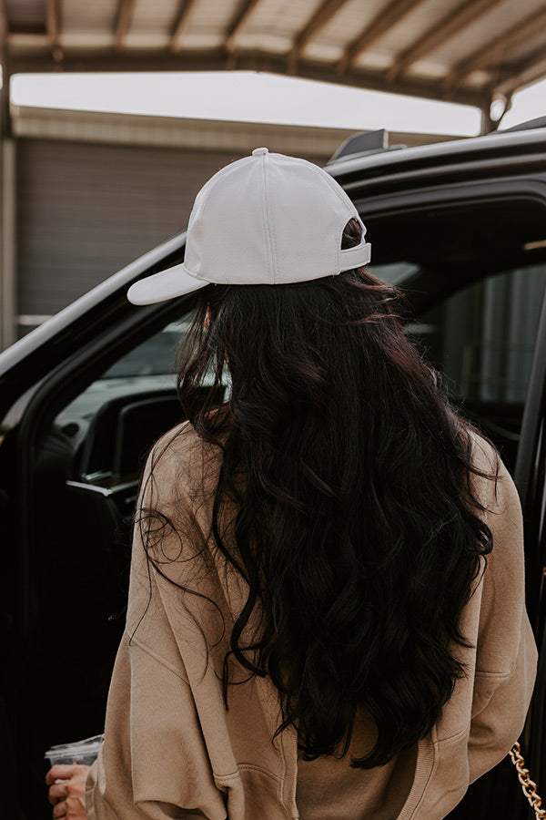 On The Daily Faux Leather Baseball Cap In White