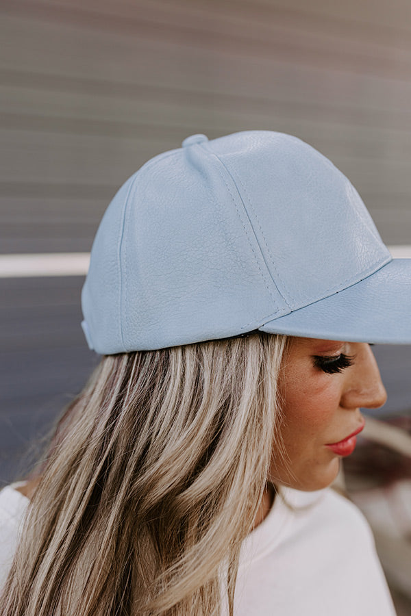 On The Daily Faux Leather Baseball Cap In Airy Blue