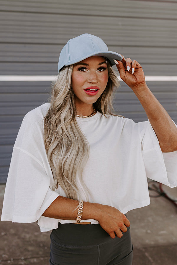 On The Daily Faux Leather Baseball Cap In Airy Blue