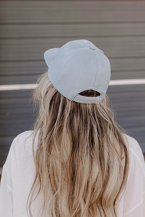 On The Daily Faux Leather Baseball Cap In Airy Blue