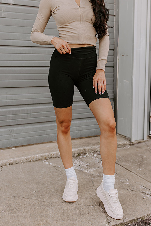 Sporty Spice Butter Soft High Waist Biker Shorts In Black