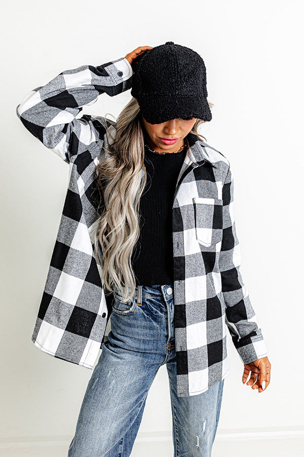 Cozy Outing Sherpa Baseball Cap in Black