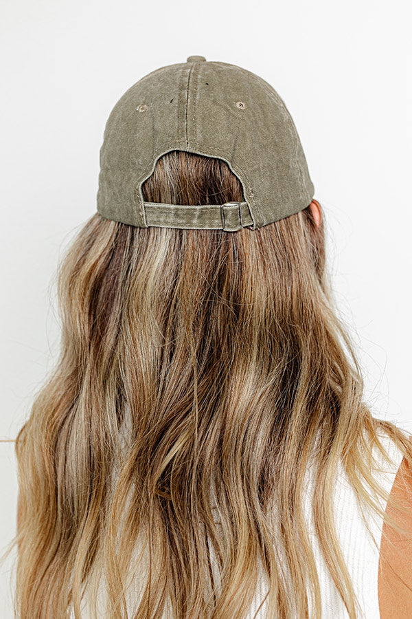 Remember To Smile Vintage Wash Baseball Cap in Sage