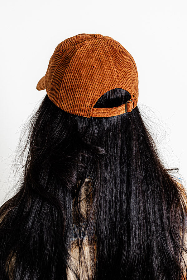 Remember To Smile Corduroy Baseball Cap in Brown