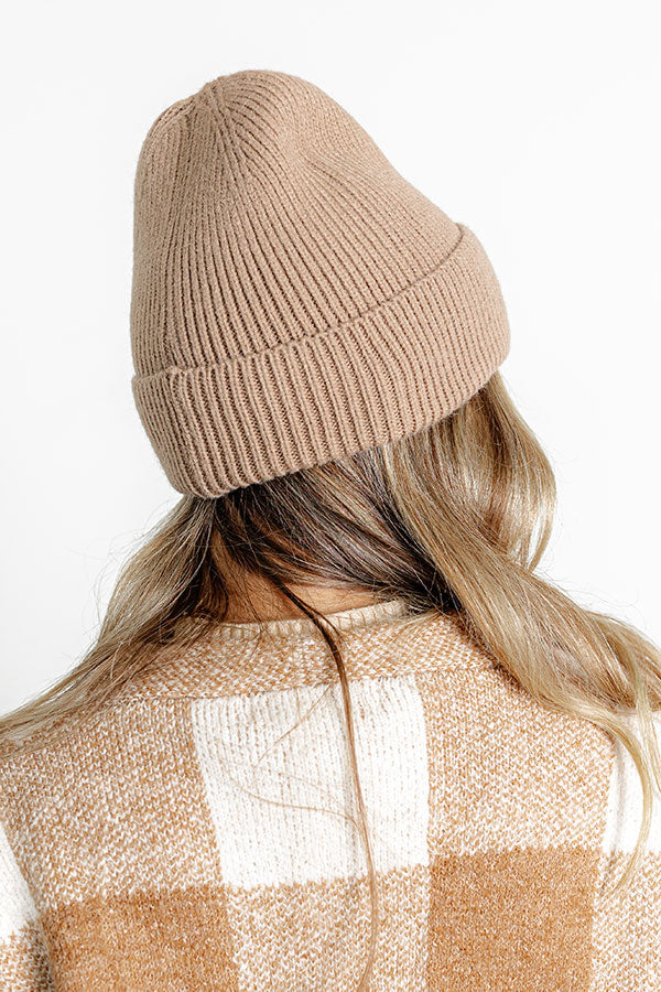 Friendly Smiles Knit Beanie in Warm Taupe
