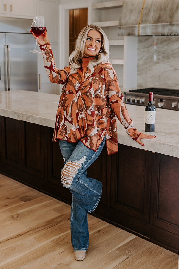 Touch Of Fall Sweater Top in Rust