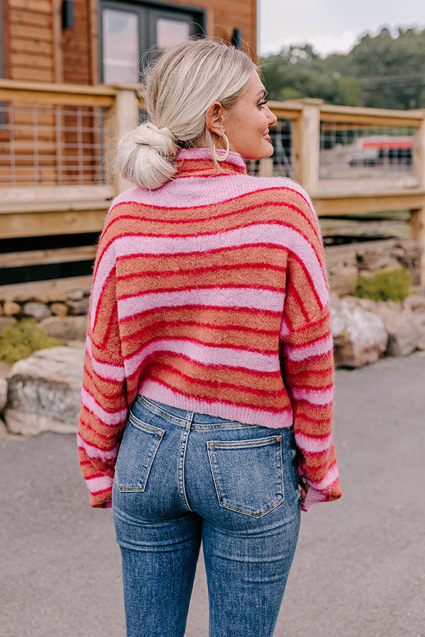 Bonfire Feels Stripe Knit Sweater in Pink