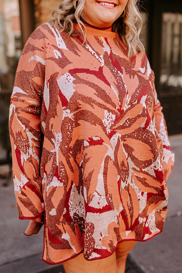 Touch Of Fall Sweater Top in Rust Curves