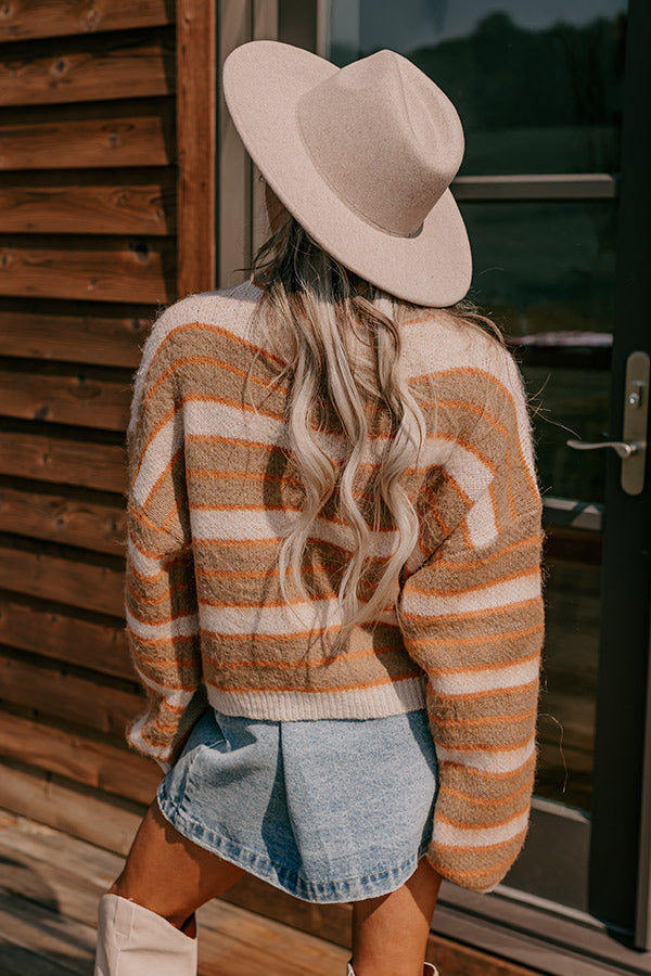Bonfire Feels Stripe Knit Sweater in Mocha