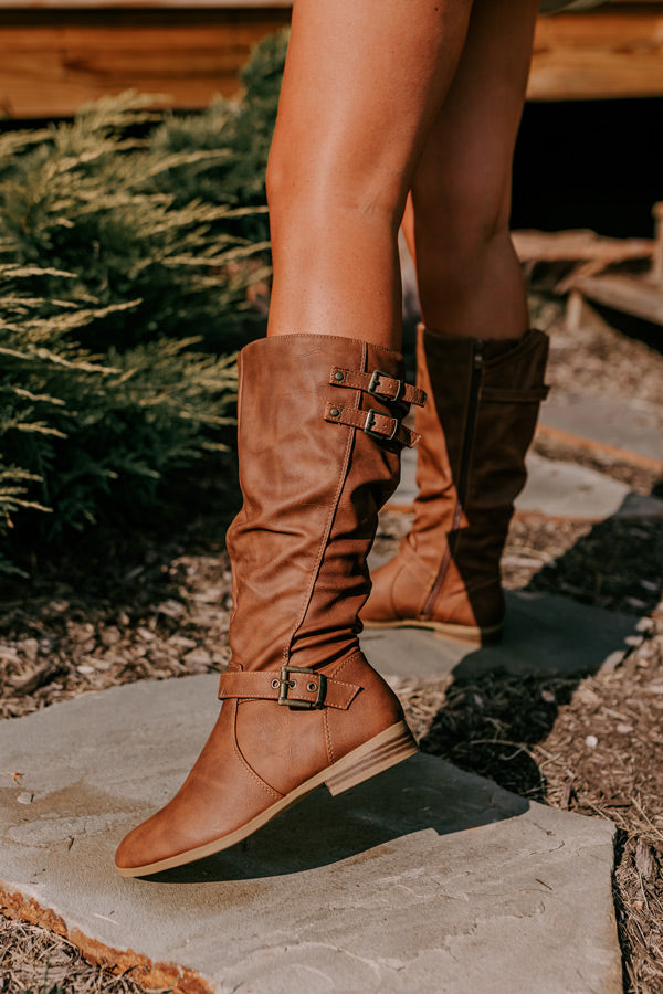 The Gilian Faux Leather Boot In Brown